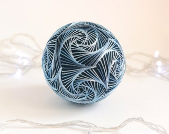 Blue Temari Christmas tree ball for home decor Colleague gift Christmas ornaments Cowoker gift