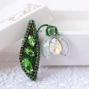 Snowdrop brooch Embroidered  Spring Flower pin