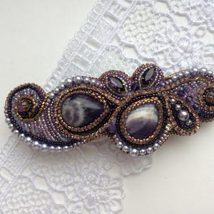 Amethyst hair barrette for thick Hair clip beads Mom gift from daughter Amethyst hair clips Decorative hair barrettes