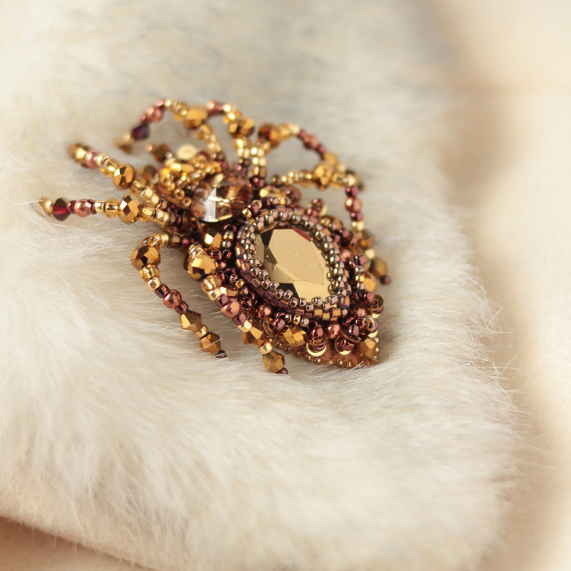 Spider brooch Halloween jewelry Embroidered brooch Halloween gift