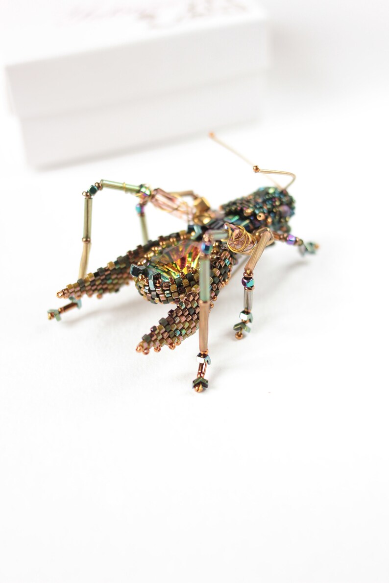 Beaded Brooch With Crystal Insect Jewelry Pin Etsy