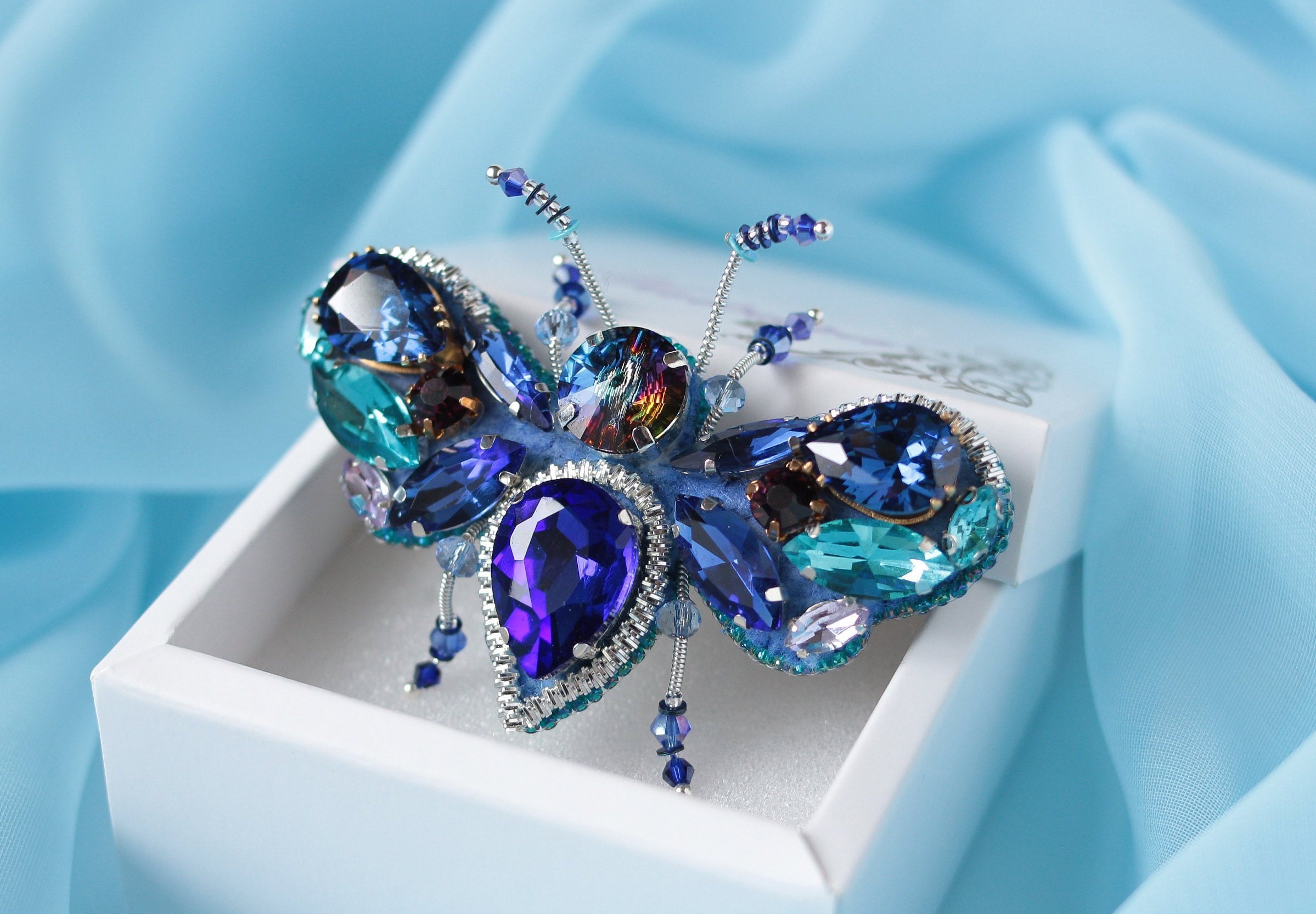 Blue Butterfly Brooch Insect Jewelry