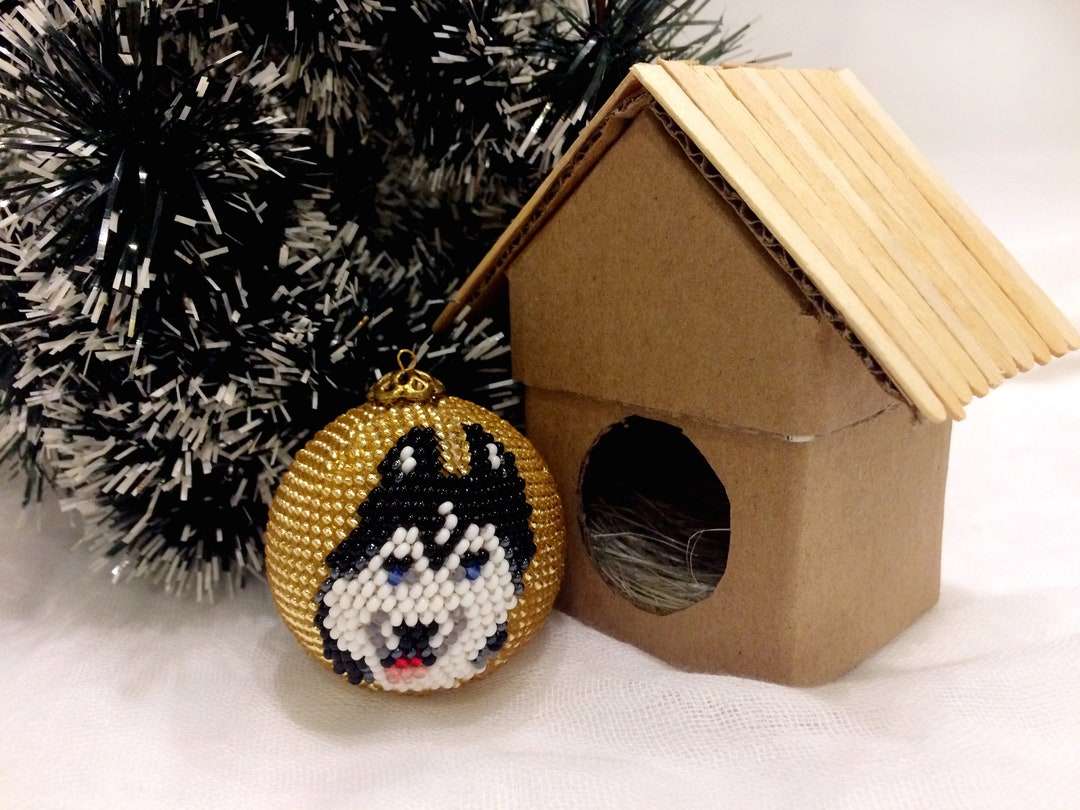 Husky Dog Christmas Ball Tree Decor Christmas Beaded Ornaments Xmas