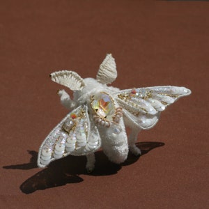 Silkworm moth brooch Insect jewelry Bombyx mori butterfly Embroidered pin, Beaded bug brooch