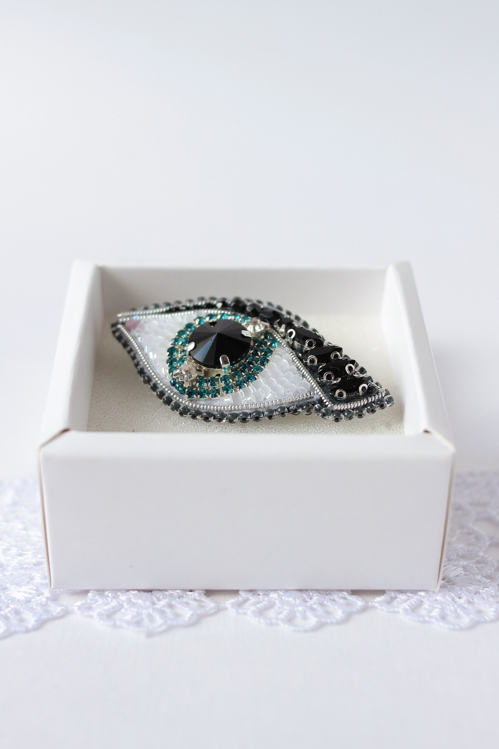 Evil eye pin embroidered brooch Kabbalah lapel pin Third eye Etsy