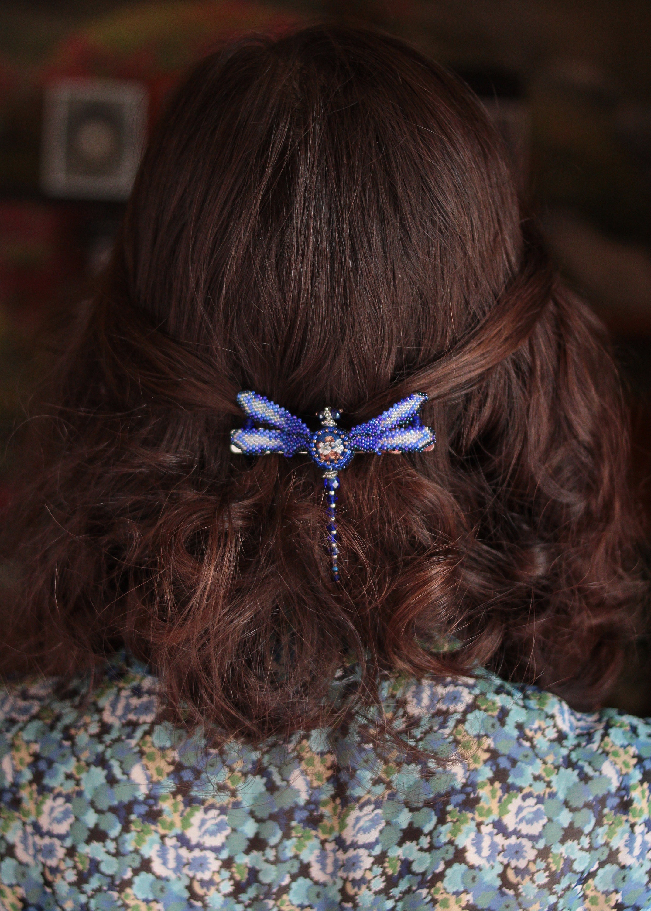 Alexandre de Paris Beaded Dragonfly Barette Dragonfly Rhinestone Hair Barrettes – Soho Style main image 4