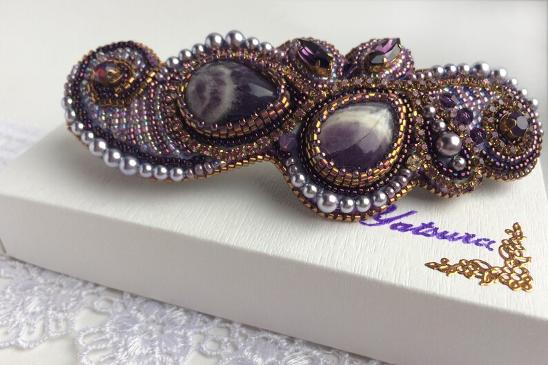 Amethyst Hair Barrette for Thick Hair Clip Beads Mom Gift From Etsy