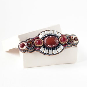 Beaded Gemstone Hair Barrette: Embroidered Clip for Thick Hair
