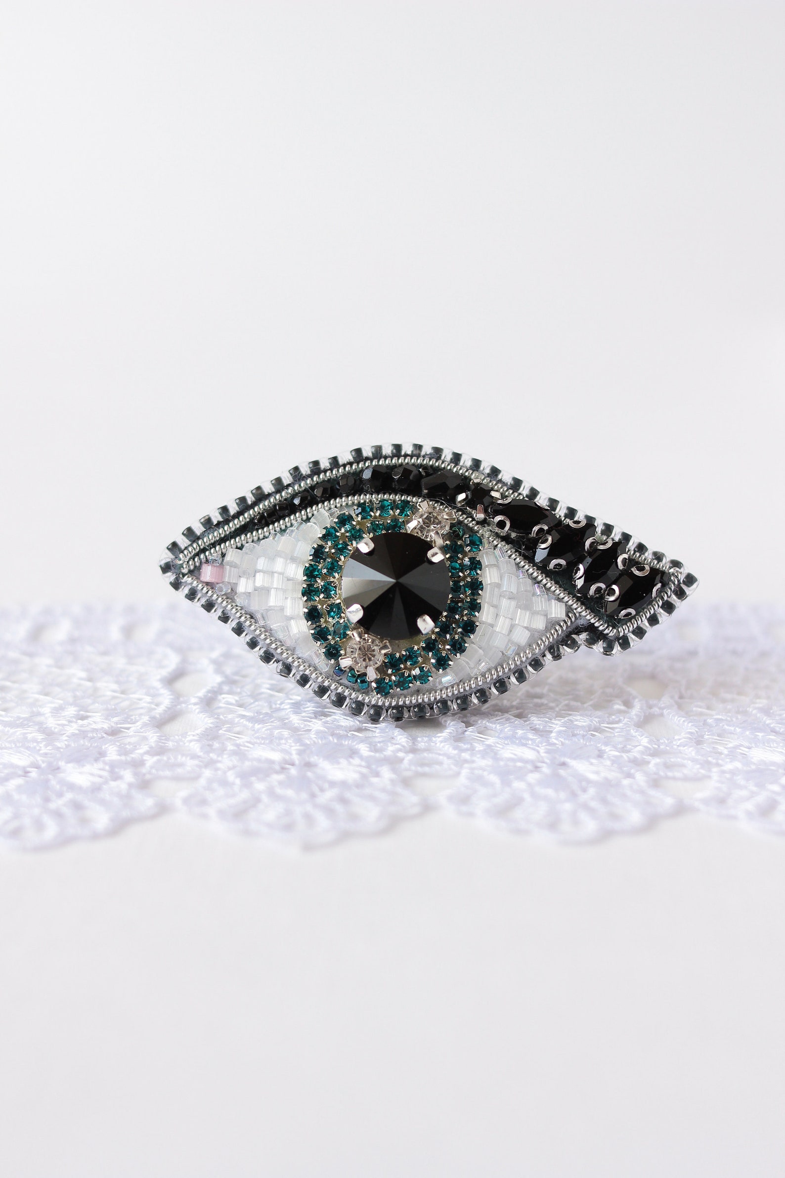 Evil eye pin embroidered brooch Kabbalah lapel pin Third eye Etsy