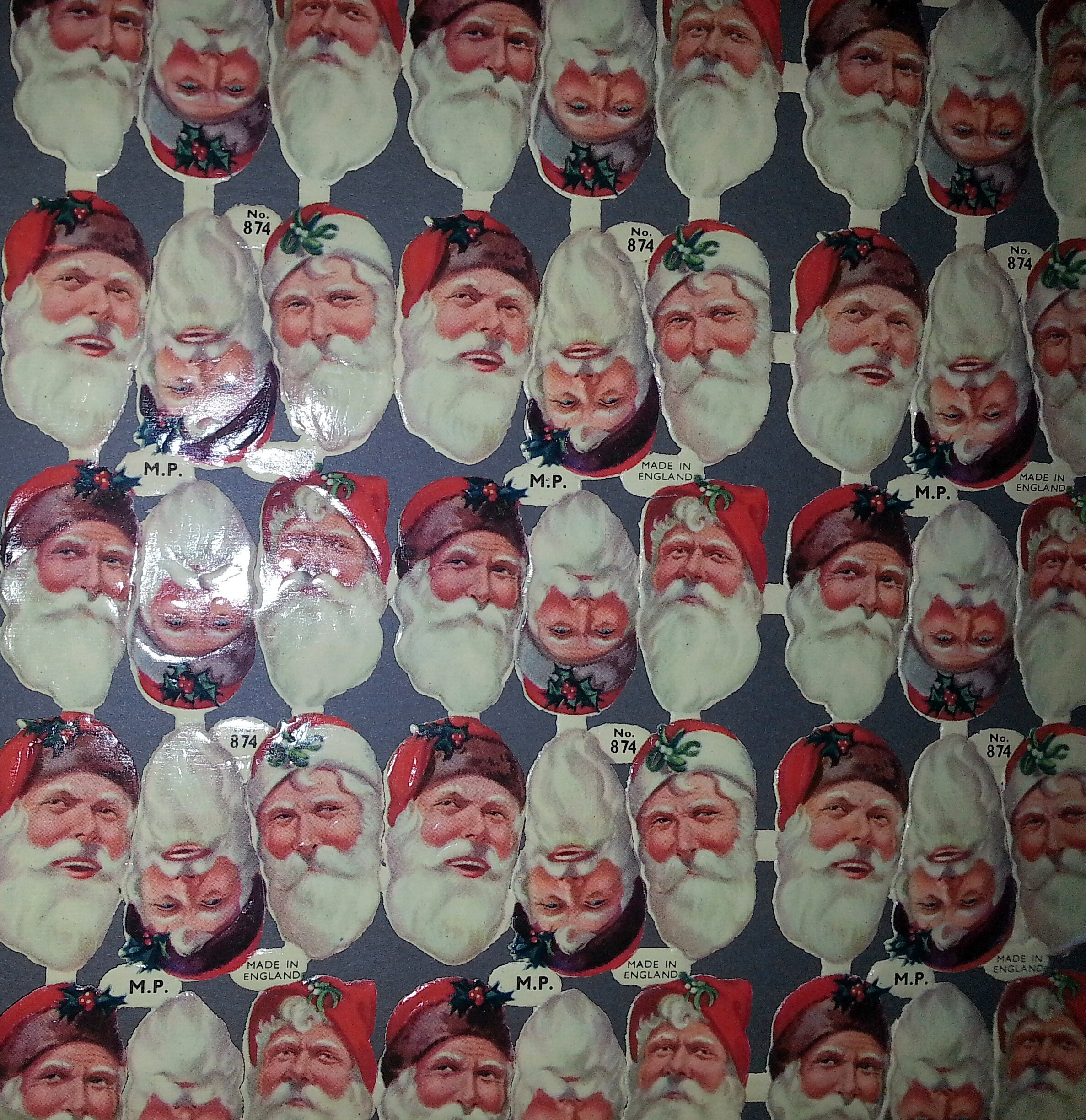 FULL SHEET 96 Vintage 1950s Santas Printed in England by Mamelok Press ...