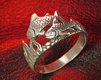 Sterling Silver Fish Ring: Ocean Sea Life Jewelry, Pisces Gift