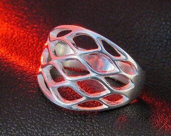 Chunky and Wide Ring for Women, Sterling Silver Geometric Ring