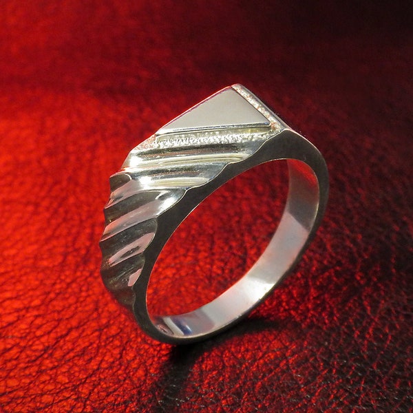 Classic Geometric Ring for Men, Sterling Silver, Geometric Jewelry, Casual Men's Ring