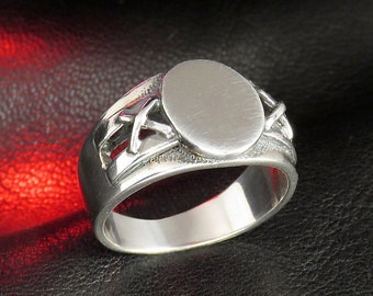 Sterling Silver Oval Signet Ring