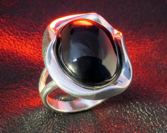 Black Stone Sterling Silver Ring