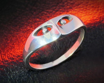Grosse bague en argent 925 et marcassite bombée