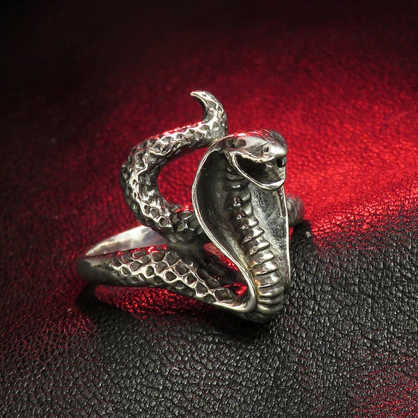 Sterling Silver Snake Ring, Snake Jewelry, Cobra Ring