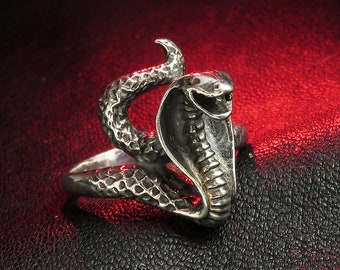 Bague de serpent en argent sterling, bijoux de serpent, bague Cobra