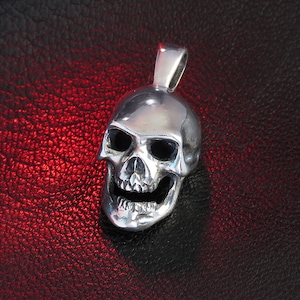 Sterling Silver Skull Pendant Necklace | Gothic Punk Memento Mori Jewelry | Unisex Handcrafted 925 Statement Charm