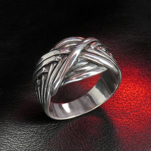 Wide Braided Sterling Silver Ring for Men