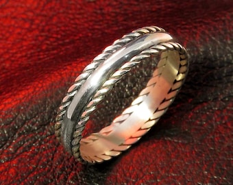 Braided Sterling Silver Band, Norse Jewelry