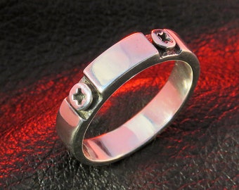 Screw Band, Sterling Silver Steampunk Ring