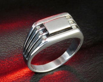 Herren Siegelring aus 925er Silber: Geometrisches, minimalistisches Design