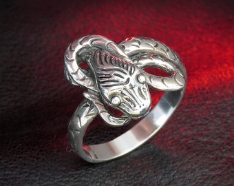 Snake Wrap Ring, Sterling Silver, Snake Jewelry