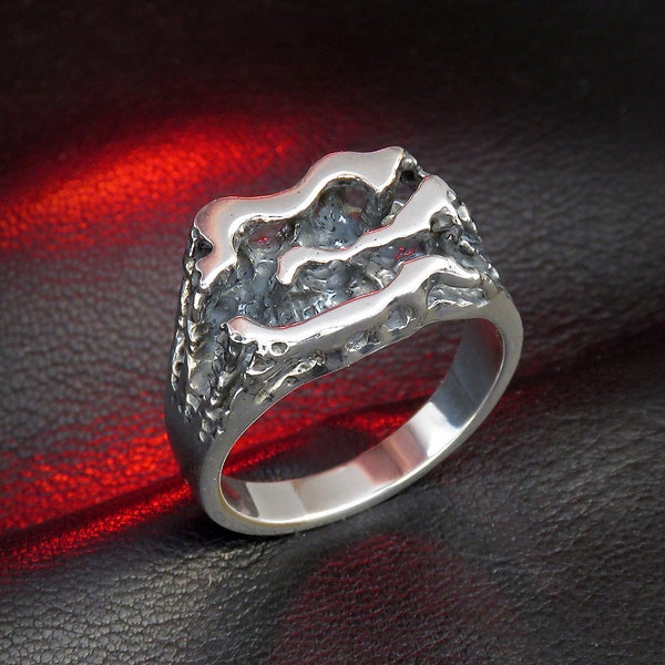 Brutalist Ring for Men, Sterling Silver, Brutalist Jewelry