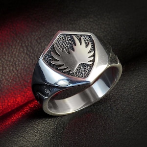 Sterling Silver Eagle Signet Ring for Men