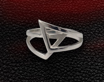 Geometric Triangular Sterling Silver Ring for Women