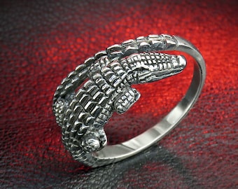 Krokodilring | Justerbara reptilsmycken i 925 sterlingsilver