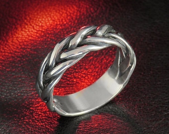 Braided Sterling Silver Band, Celtic Jewelry