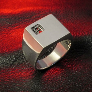 Men's Signet Ring, Sterling Silver Ring for Men, Square Ring, Geometric Ring, Gift for Men, Ring for Him, Classic Ring