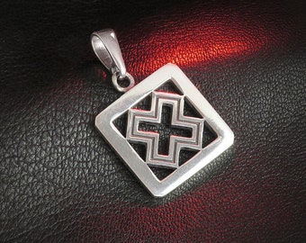 Mara's Cross - Latvian Ancient Sign Pendant, Baltic Jewelry, Sterling Silver