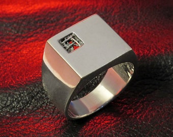 Herren Siegelring aus 925er Silber: Geometrisches Quadrat-Design