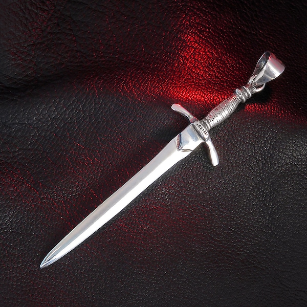 Medieval sword pendant, weapon jewelry, protection pendant, sword charm, sterling silver
