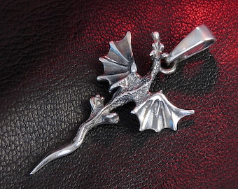 Sterling Silver Dragon Pendant, Dragon Jewelry