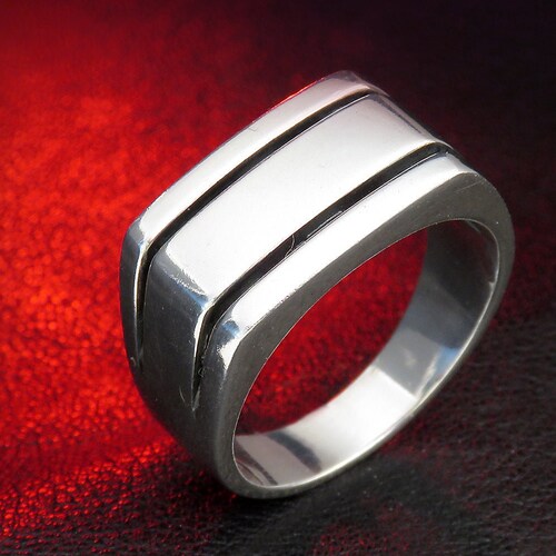 R001892 Sterling Silver Mens Ring Solid Hallmarked 925 Etsy