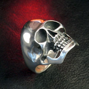 Sterling Silver Skull Ring | Gothic Biker Statement Jewelry | Handcrafted 925 Oxidized Unisex Band