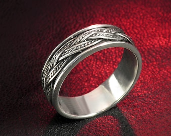 Braided Sterling Silver Band, Norse Jewelry