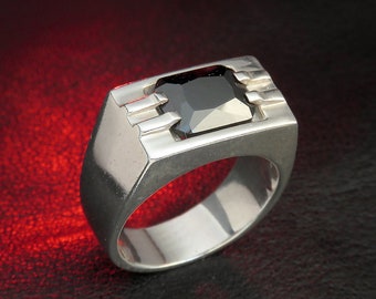 Sterling Silver Black CZ Ring for Men