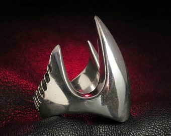 Huge Gothic Claw Ring for Men, Steampunk / Industrial / Metal, Sterling Silver