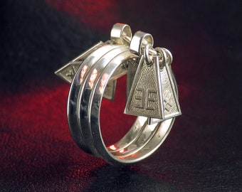 7 Day Sterling Silver Stacking Ring | Baltic Symbol Multi-Band Statement