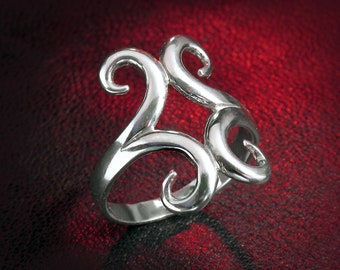 Sterling Silver Greek Key Ring: Geometric Statement Jewelry