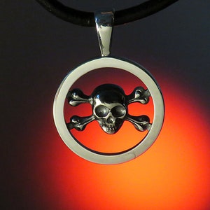 Pirate Skull Pendant, Skull Charm, Sterling Silver Skull Necklace, Skull Jewelry