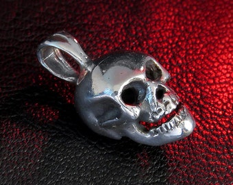 Cool Skull Pendant, Sterling Silver, Tiny / Small Skull Necklace, Skull Jewelry