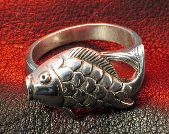 Bague de poisson en argent sterling, bijoux de poisson, bague nautique