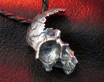 Silver Skull Pendant Necklace for Men, Skull Necklace for Women, Occult Skull Jewelry, Unique Men's Necklace, Biker Jewelry