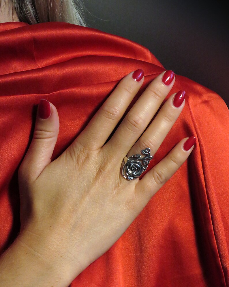 Gothic Rose Ring Sterling Silver Women's Ring Rose Etsy